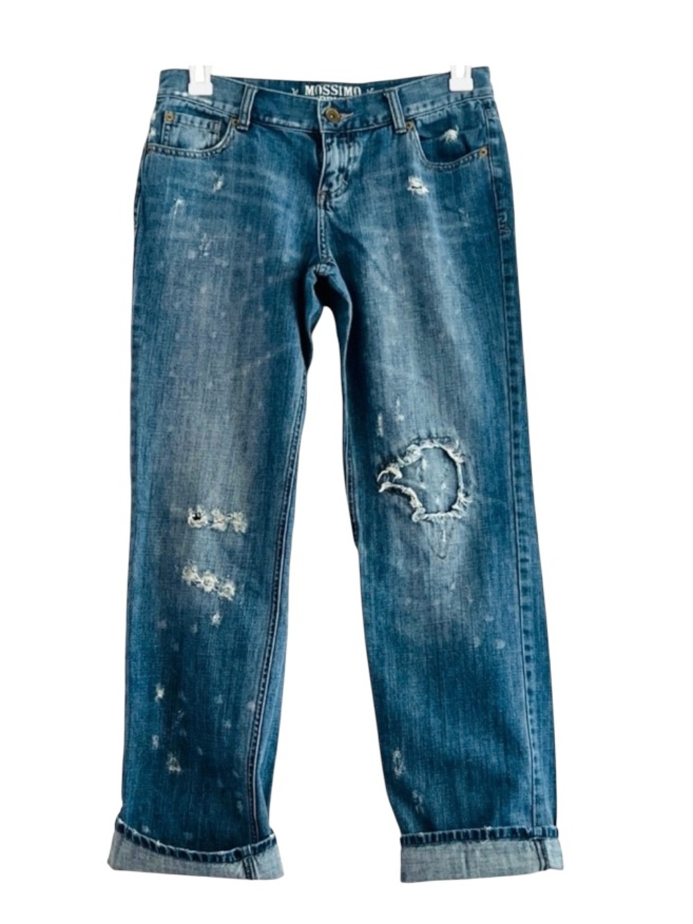 Mossimo 100% Cotton Splatter Distressed Boyfriend Jeans 7